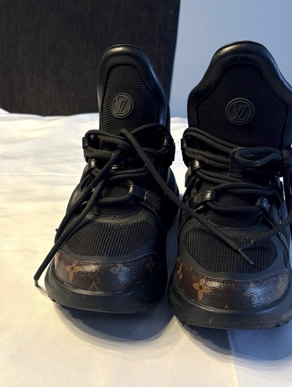 Louis Vuitton Black Embossed Logo Heel
